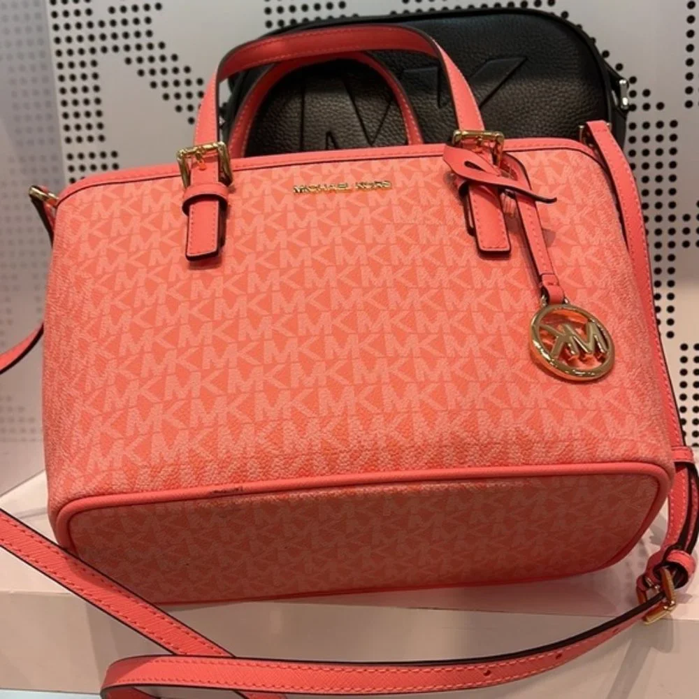 Michael Kors Jet Set Travel XS Carryall Tote Top Zip Tote Grapefruit - Picture 6 of 16